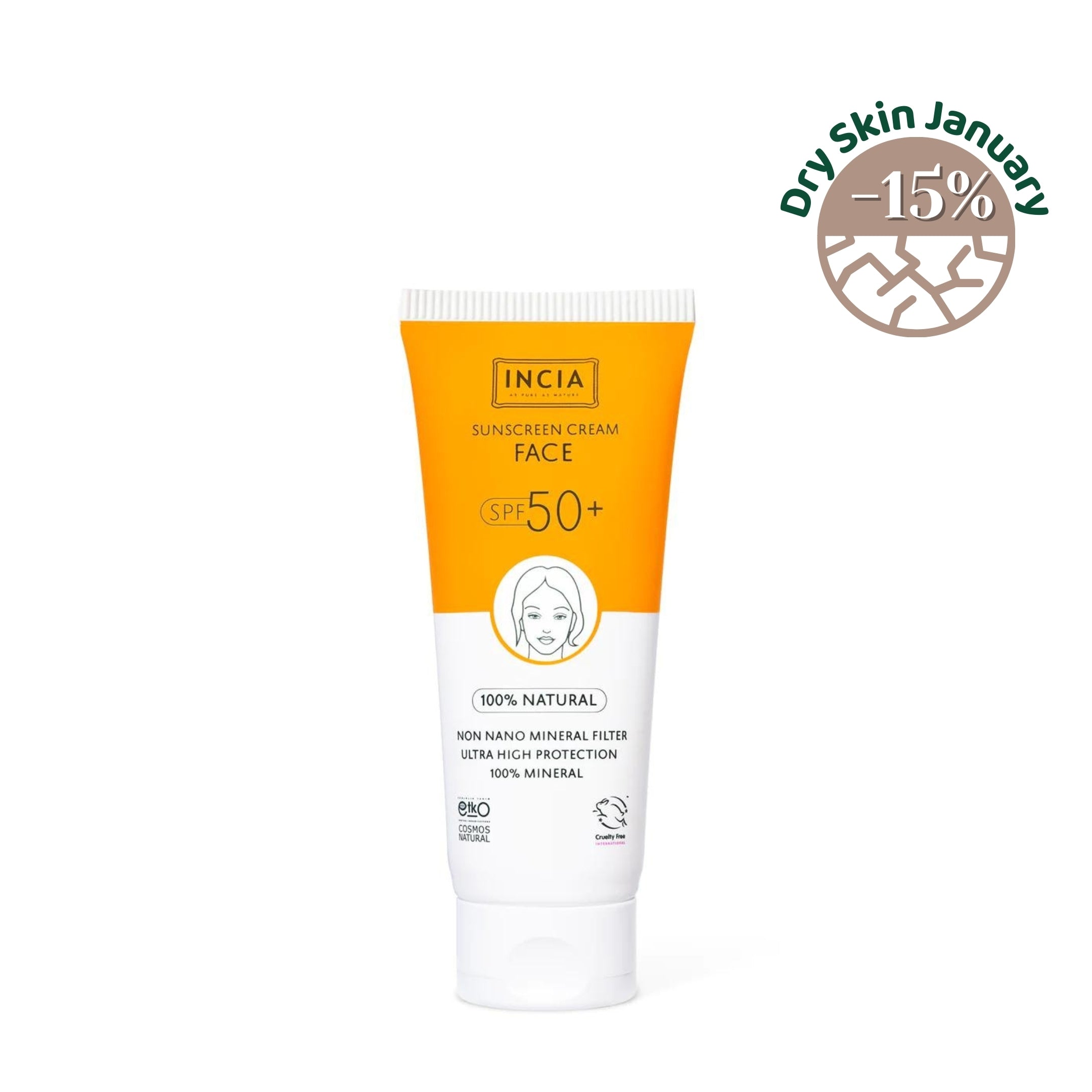 INCIA Natural Sunscreen for Face SPF50
